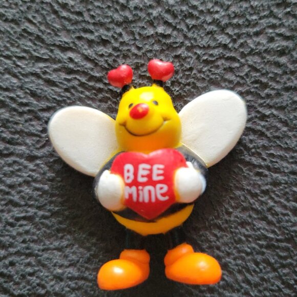 Other - Tiny Bumblebee Figurine Holding a Red Heart "Bee Mine" - Valentine Gift